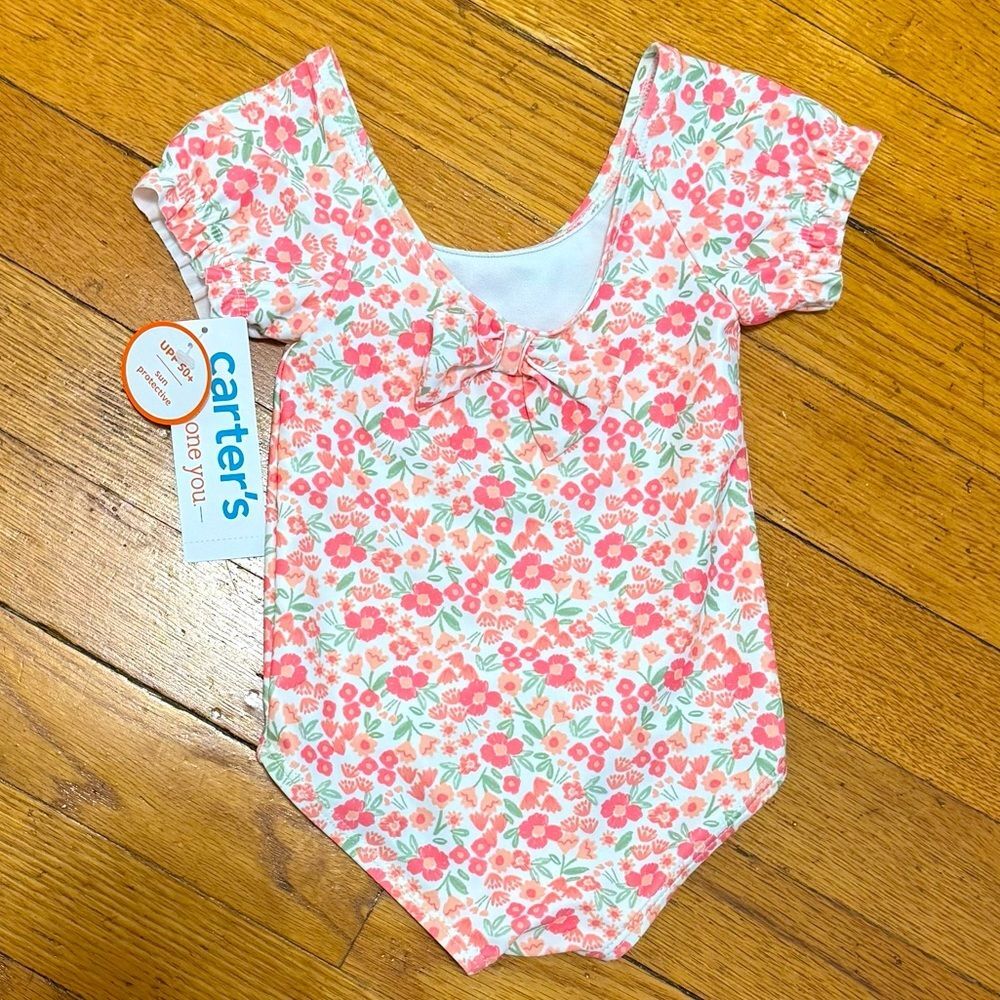 Carters Baby Girl Swimsuit 9 months floral Snap Closure